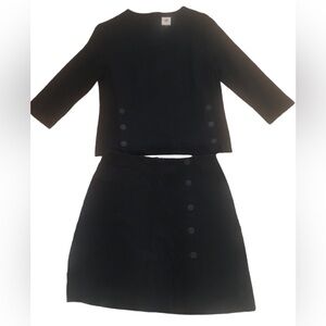 Cabi Black Ponte Heavy Knit Top Skirt W/ Skirt Suit Set Sz. XS/2 Matching Set